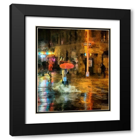 Red Umbrella Black Modern Wood Framed Art Print with Double Matting by Bolokofsky, Ronald