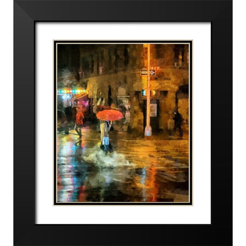 Red Umbrella Black Modern Wood Framed Art Print with Double Matting by Bolokofsky, Ronald