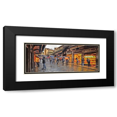 Shopping In the Rain Black Modern Wood Framed Art Print with Double Matting by Bolokofsky, Ronald