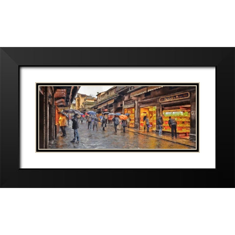 Shopping In the Rain Black Modern Wood Framed Art Print with Double Matting by Bolokofsky, Ronald