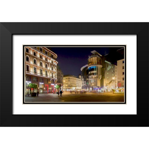Stephansplatz Vienna Black Modern Wood Framed Art Print with Double Matting by Bolokofsky, Ronald