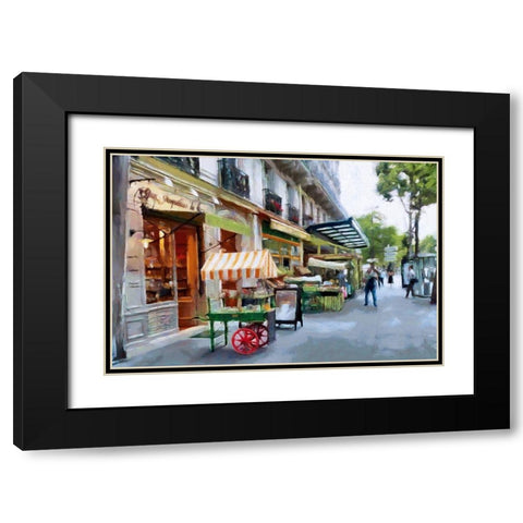Street Shops in Paris Black Modern Wood Framed Art Print with Double Matting by Bolokofsky, Ronald