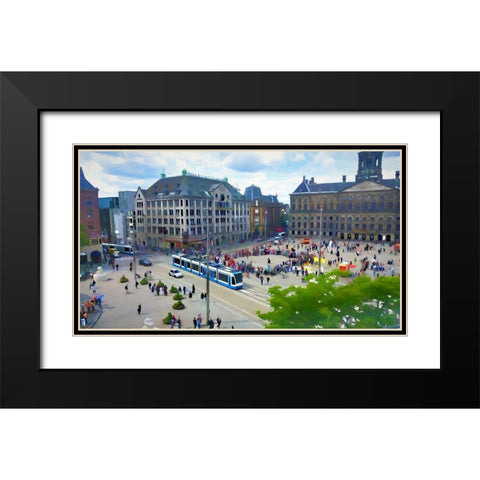 Streets of Amsterdam II Black Modern Wood Framed Art Print with Double Matting by Bolokofsky, Ronald