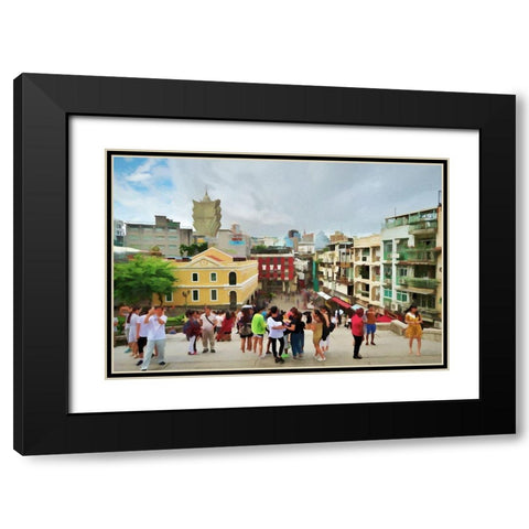 Streets of Macau Black Modern Wood Framed Art Print with Double Matting by Bolokofsky, Ronald