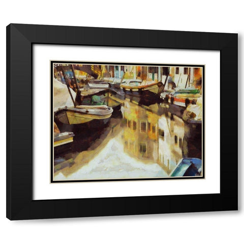 Canal Reflections I Black Modern Wood Framed Art Print with Double Matting by Bolokofsky, Ronald
