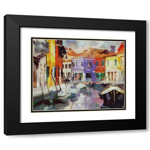 Canal Reflections II Black Modern Wood Framed Art Print with Double Matting by Bolokofsky, Ronald