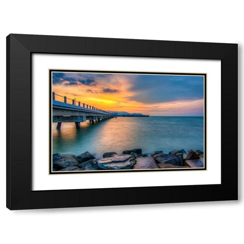 Pier 9 Black Modern Wood Framed Art Print with Double Matting by Bolokofsky, Ronald