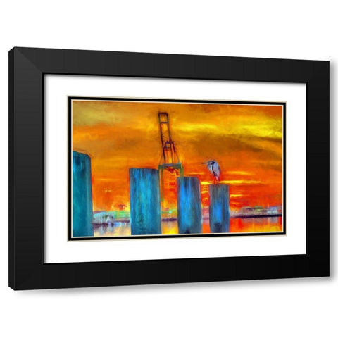 Harbor Sunset Black Modern Wood Framed Art Print with Double Matting by Bolokofsky, Ronald