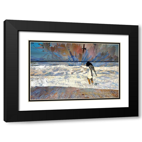 A Walk Along the Surf Black Modern Wood Framed Art Print with Double Matting by Bolokofsky, Ronald