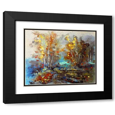 Autumn Pond II Black Modern Wood Framed Art Print with Double Matting by Bolokofsky, Ronald