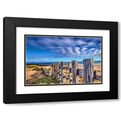 Beach Barrier Black Modern Wood Framed Art Print with Double Matting by Bolokofsky, Ronald