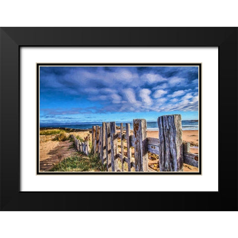 Beach Barrier Black Modern Wood Framed Art Print with Double Matting by Bolokofsky, Ronald