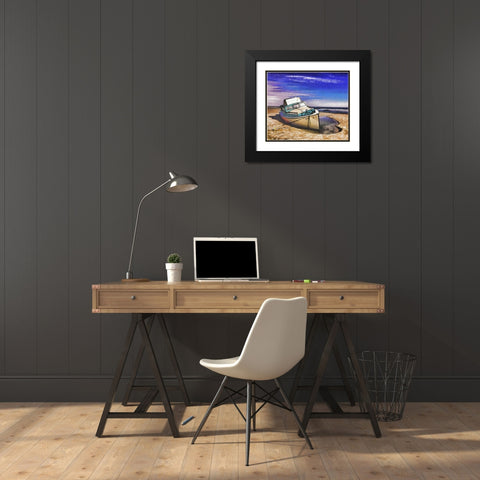 Beached Boat Black Modern Wood Framed Art Print with Double Matting by Bolokofsky, Ronald
