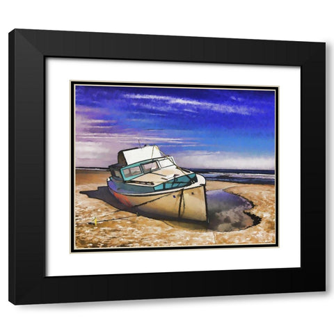 Beached Boat Black Modern Wood Framed Art Print with Double Matting by Bolokofsky, Ronald