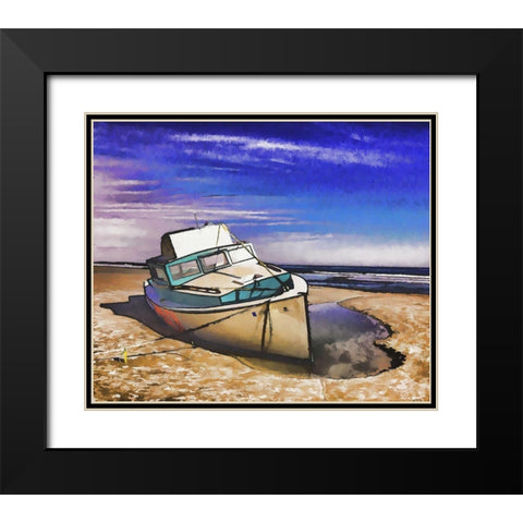 Beached Boat Black Modern Wood Framed Art Print with Double Matting by Bolokofsky, Ronald