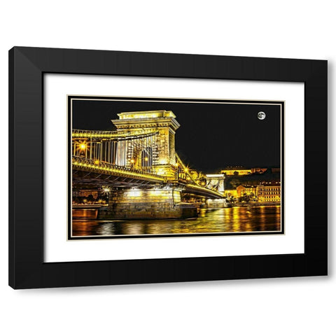 Chain Bridge Moonlight I Black Modern Wood Framed Art Print with Double Matting by Bolokofsky, Ronald