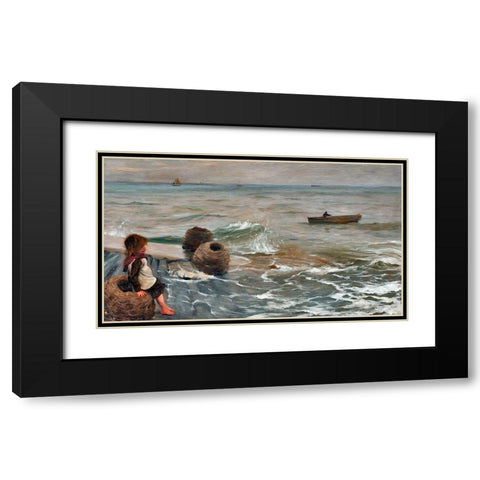 Child  Black Modern Wood Framed Art Print with Double Matting by Hagborg, August