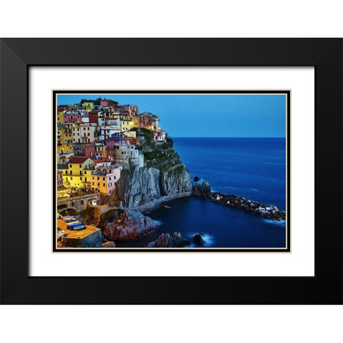 Evening In Manarola Black Modern Wood Framed Art Print with Double Matting by Bolokofsky, Ronald