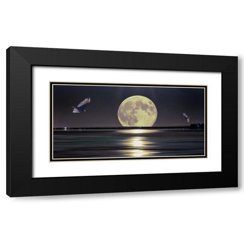 Full Moon Setting Black Modern Wood Framed Art Print with Double Matting by Bolokofsky, Ronald