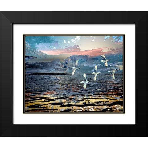 Gulls Black Modern Wood Framed Art Print with Double Matting by Bolokofsky, Ronald