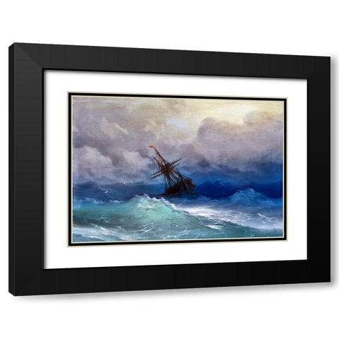 Rough Waters Black Modern Wood Framed Art Print with Double Matting by Bolokofsky, Ronald