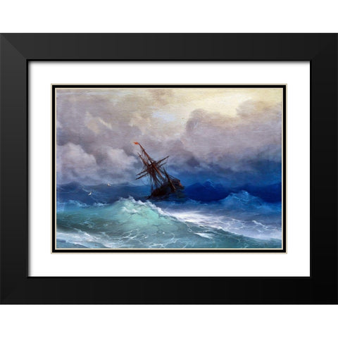 Rough Waters Black Modern Wood Framed Art Print with Double Matting by Bolokofsky, Ronald