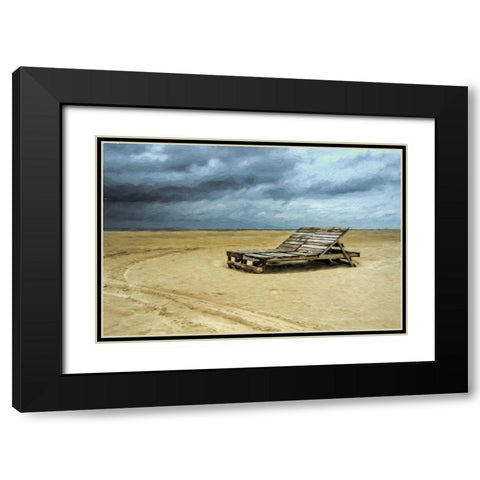 Beach Cots Black Modern Wood Framed Art Print with Double Matting by Bolokofsky, Ronald