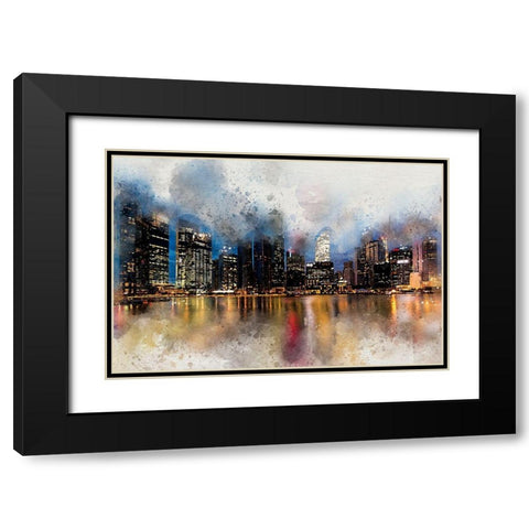 Marina Bay II Black Modern Wood Framed Art Print with Double Matting by Bolokofsky, Ronald