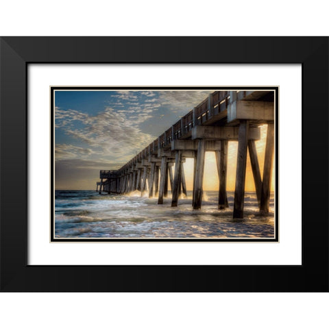 Florida Beach Pier Black Modern Wood Framed Art Print with Double Matting by Bolokofsky, Ronald