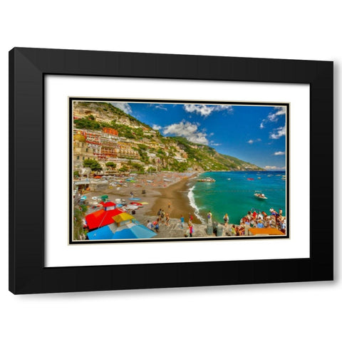 Positano Beach I Black Modern Wood Framed Art Print with Double Matting by Bolokofsky, Ronald