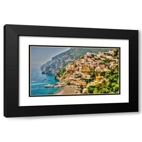 Positano Panorama  Black Modern Wood Framed Art Print with Double Matting by Bolokofsky, Ronald