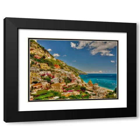 Positano View Black Modern Wood Framed Art Print with Double Matting by Bolokofsky, Ronald