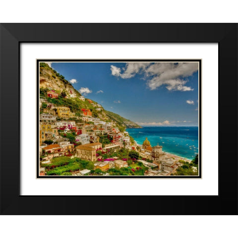 Positano View Black Modern Wood Framed Art Print with Double Matting by Bolokofsky, Ronald