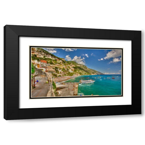 Positano Walk Black Modern Wood Framed Art Print with Double Matting by Bolokofsky, Ronald