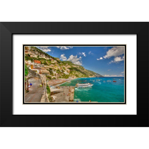 Positano Walk Black Modern Wood Framed Art Print with Double Matting by Bolokofsky, Ronald