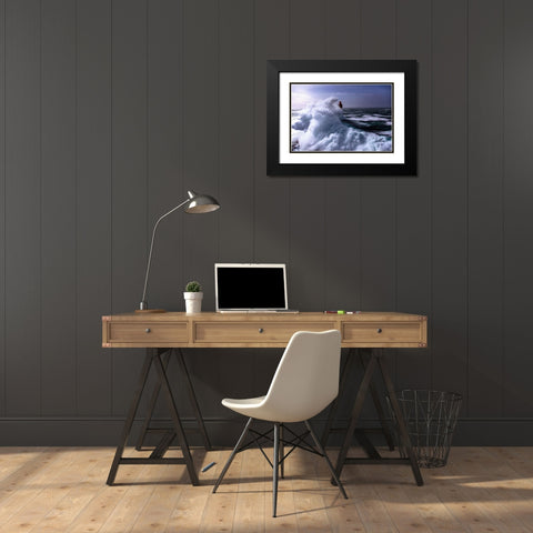 Powerful Waves Black Modern Wood Framed Art Print with Double Matting by Bolokofsky, Ronald