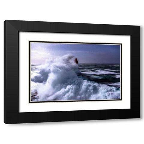 Powerful Waves Black Modern Wood Framed Art Print with Double Matting by Bolokofsky, Ronald
