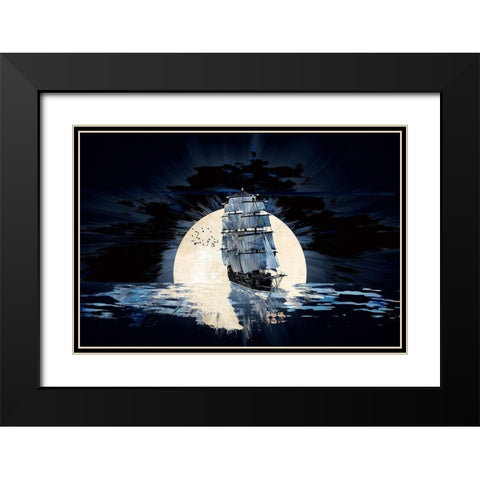 Sailing Into the Night Black Modern Wood Framed Art Print with Double Matting by Bolokofsky, Ronald