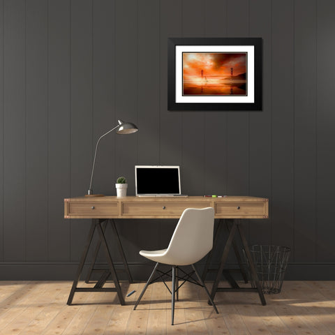 San Francisco Sunset Black Modern Wood Framed Art Print with Double Matting by Bolokofsky, Ronald