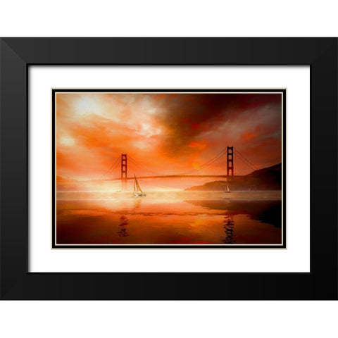 San Francisco Sunset Black Modern Wood Framed Art Print with Double Matting by Bolokofsky, Ronald