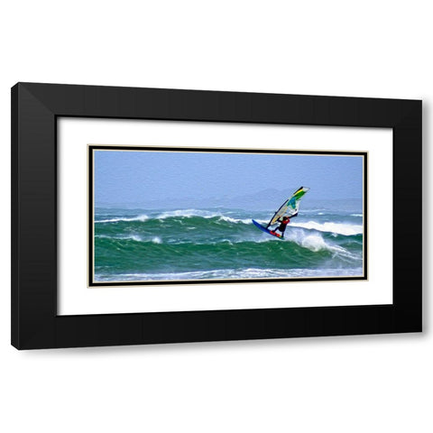 Wind Surfing Black Modern Wood Framed Art Print with Double Matting by Bolokofsky, Ronald