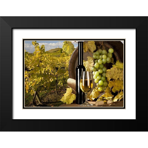 White Wine and Green Grapes Black Modern Wood Framed Art Print with Double Matting by Bolokofsky, Ronald