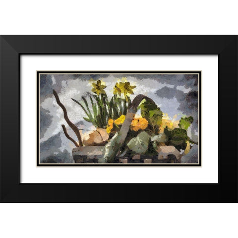 Flower Basket V Black Modern Wood Framed Art Print with Double Matting by Bolokofsky, Ronald