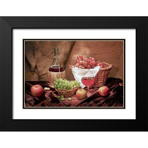 Fruit and Wine I Black Modern Wood Framed Art Print with Double Matting by Bolokofsky, Ronald
