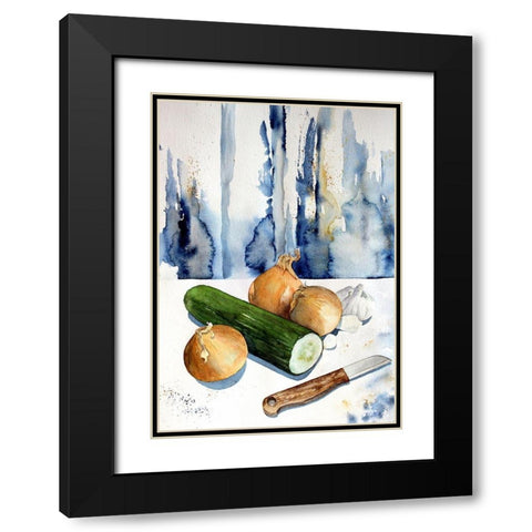 Cutting Up the Veggies Black Modern Wood Framed Art Print with Double Matting by Bolokofsky, Ronald