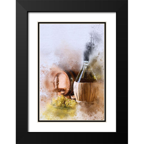 Wine and Grapes I Black Modern Wood Framed Art Print with Double Matting by Bolokofsky, Ronald