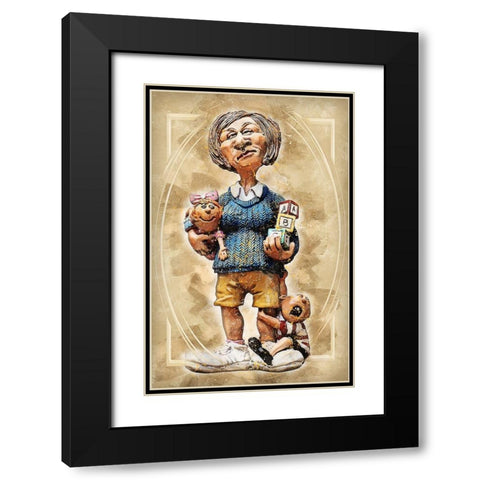 Baby Sitter Black Modern Wood Framed Art Print with Double Matting by Bolokofsky, Ronald