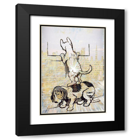 Peeping Tom Cat Black Modern Wood Framed Art Print with Double Matting by Bolokofsky, Ronald