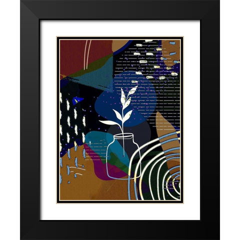 Abstract Boho Composition 657 Black Modern Wood Framed Art Print with Double Matting by Bolokofsky, Ronald