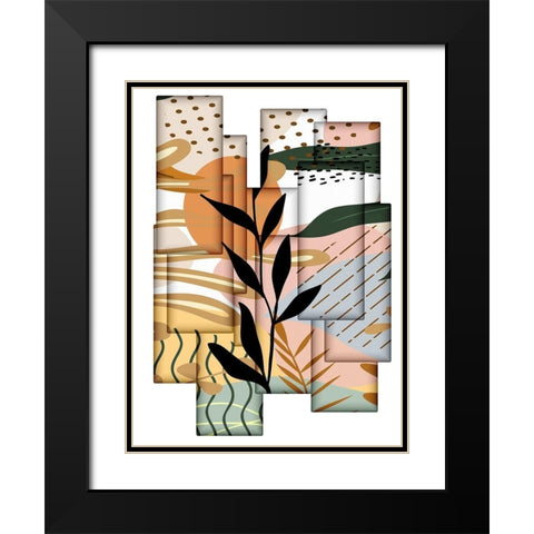 Abstract Collage 334 Black Modern Wood Framed Art Print with Double Matting by Bolokofsky, Ronald